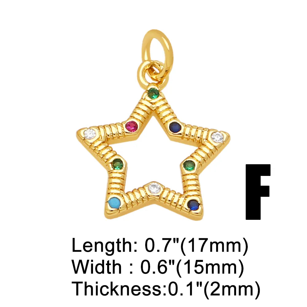 Ins Style Star Moon Copper Plating Inlay Zircon 18k Gold Plated Pendants Jewelry Accessories