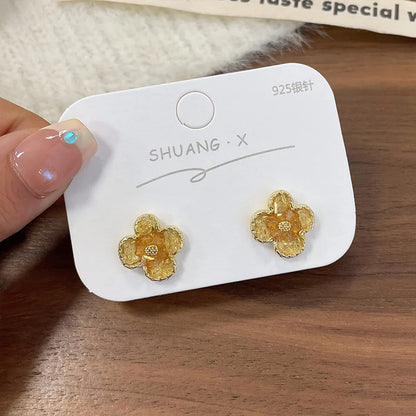 Ins Style Sweet Heart Shape Flower Butterfly Alloy Enamel Plating Inlay Rhinestones Pearl Women'S Drop Earrings Ear Studs