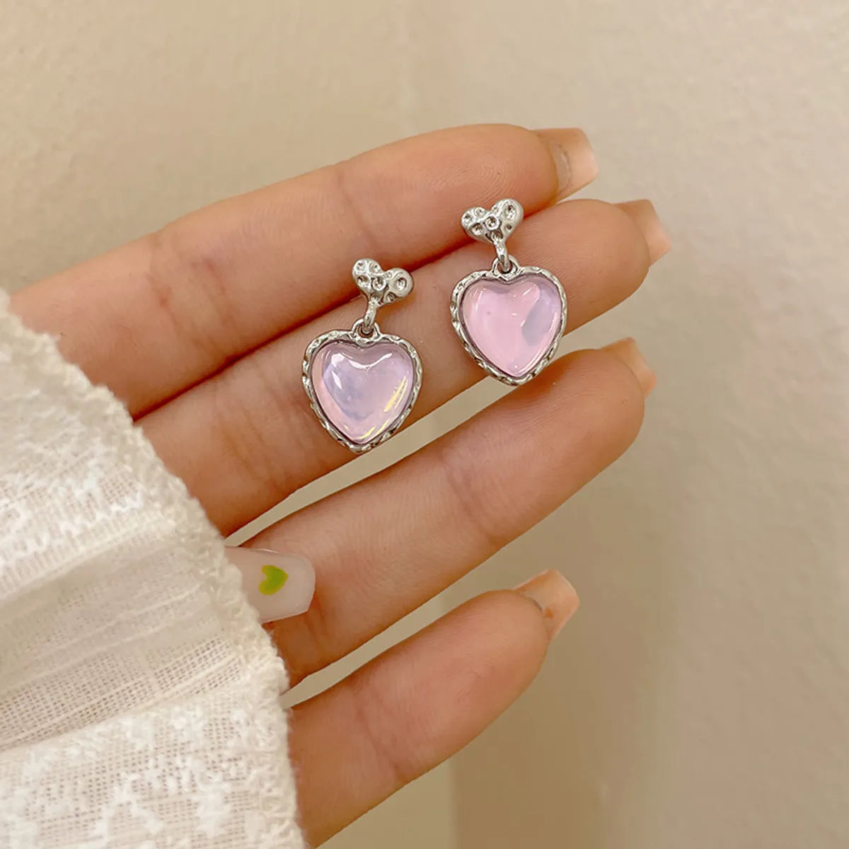 Ins Style Sweet Heart Shape Flower Butterfly Alloy Enamel Plating Inlay Rhinestones Pearl Women'S Drop Earrings Ear Studs