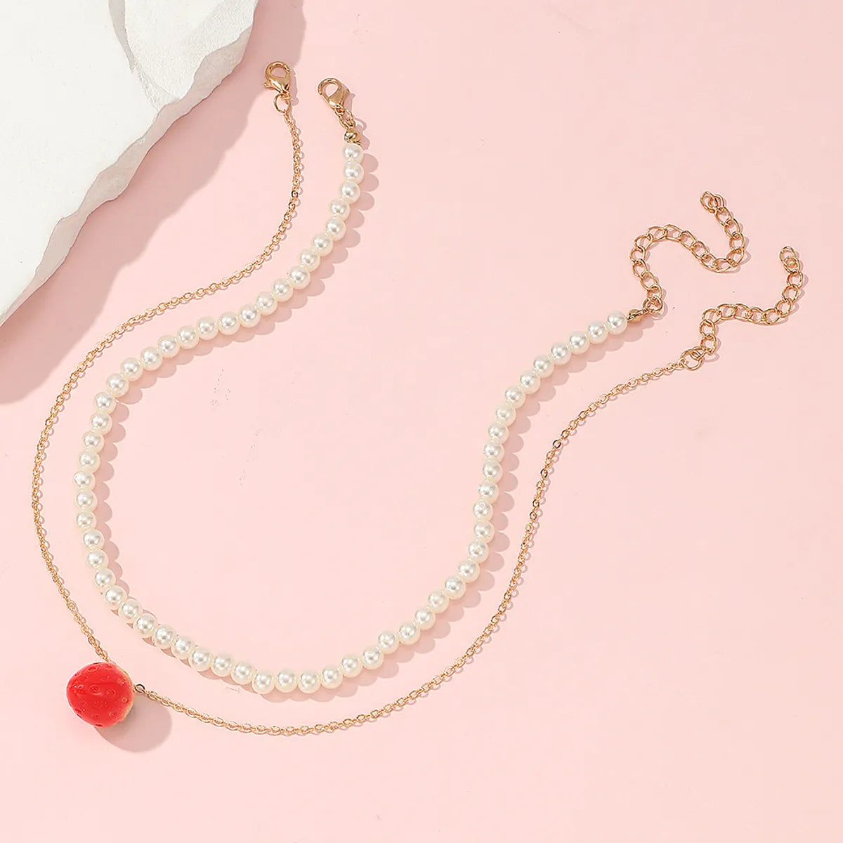 Ins Style Sweet Strawberry Seed Bead Beaded Pearl Girl'S Necklace