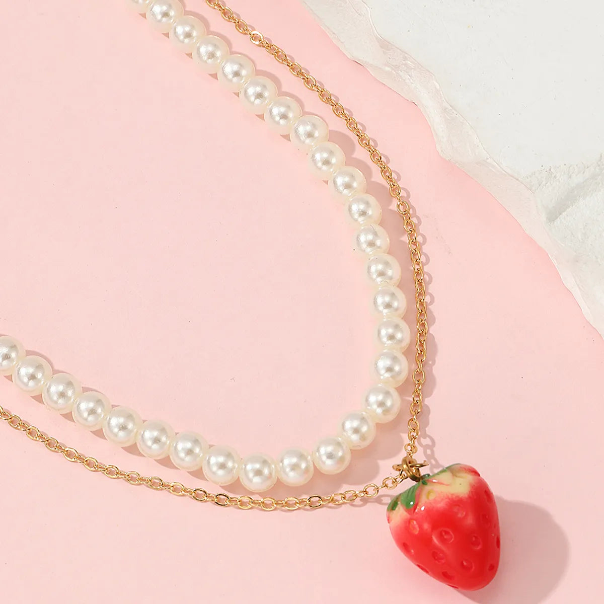 Ins Style Sweet Strawberry Seed Bead Beaded Pearl Girl'S Necklace