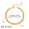 Ins Style Unique Design Simple Connection Gold Plated Stainless Steel Bracelet With Heart Shape And Geometric Shape For Women And Unisex