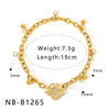Ins Style Unique Design Simple Connection Gold Plated Stainless Steel Bracelet With Heart Shape And Geometric Shape For Women And Unisex