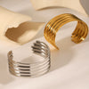Ins Stylish Exaggerated Multilayered Glossy Titanium Steel Open Bracelet Electroplated 18K Gold Does Not Fade