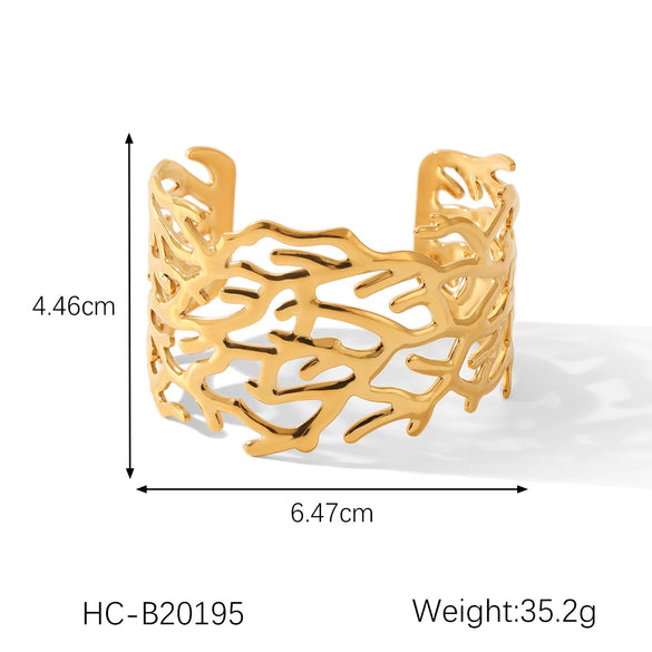 Ins Stylish Exaggerated Multilayered Glossy Titanium Steel Open Bracelet Electroplated 18K Gold Does Not Fade