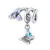 Insect Dragonfly Butterfly Firefly Charm Beads Jewelry Bracelet Silver Plated Original Design Dripping Oil Women's
