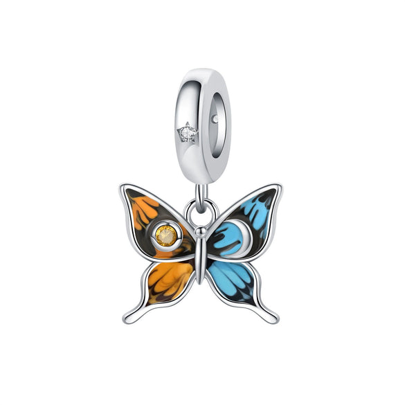 Insect Dragonfly Butterfly Firefly Charm Beads Jewelry Bracelet Silver Plated Original Design Dripping Oil Women's