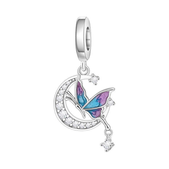 Insect Dragonfly Butterfly Firefly Charm Beads Jewelry Bracelet Silver Plated Original Design Dripping Oil Women's