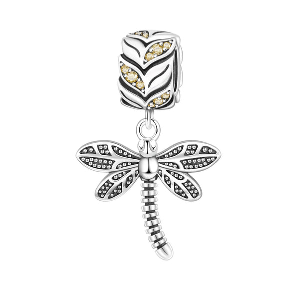 Insect Dragonfly Butterfly Firefly Charm Beads Jewelry Bracelet Silver Plated Original Design Dripping Oil Women's