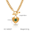 Insstyle Geometric Heartshaped Stainless Steel Diamondencrusted Pendant Necklace With Ot Buckle And Cuban Chain Electroplated