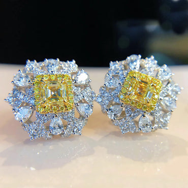 Intense Yellow Diamond Micro-Inlaid Yellow Diamond Earrings