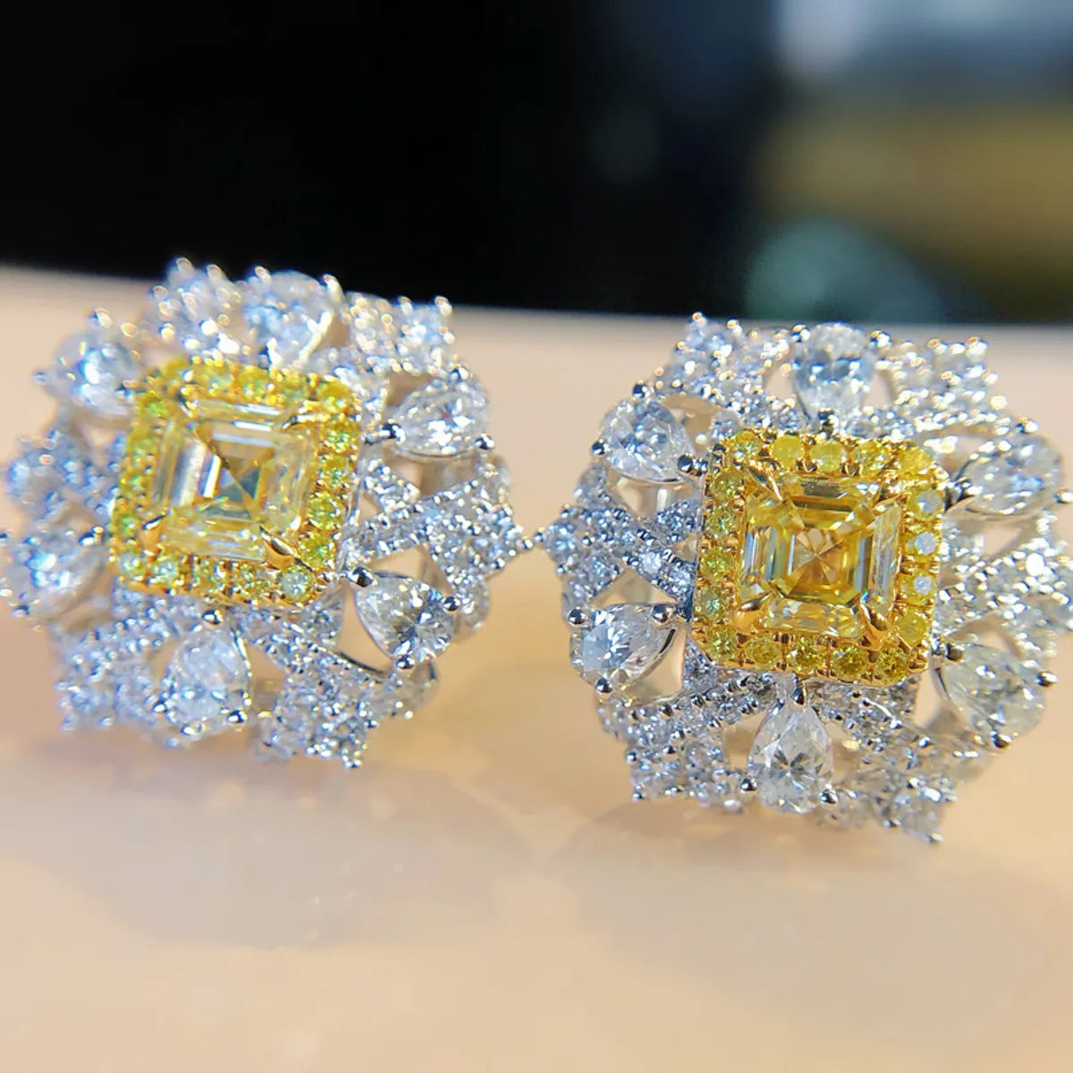 Intense Yellow Diamond Micro-Inlaid Yellow Diamond Earrings