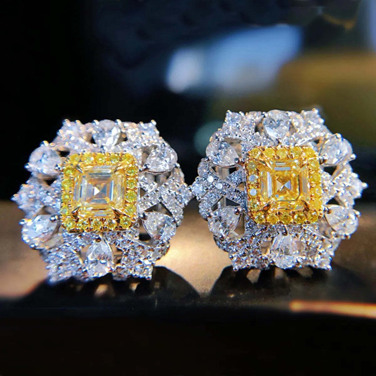 Intense Yellow Diamond Micro-Inlaid Yellow Diamond Earrings