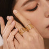 Interlocking Cold Style Niche Hollow Interlaced Geometric Stainless Steel Gold Plated Finger Ring For Women