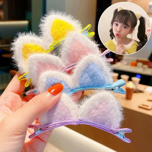 Internet Celebrity Cat Ears Hairpin Super Cute Sweet Cute Kid Furry Bangs Clip Princess Class Children Small Gift