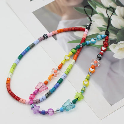 Internet Celebrity Hot Sale Anti-Lost Mobile Phone Charm Rainbow Mobile Phone Charm Same Enamel Beads Diy Mobile Phone Lanyard Factory Direct Sales