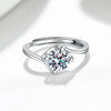 Interwoven Love Geometric Ring For Women In S Sterling Silver With Moissanite Six Claw Setting Electroplated Adjustable Open Ring