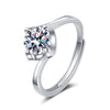 Interwoven Love Geometric Ring For Women In S Sterling Silver With Moissanite Six Claw Setting Electroplated Adjustable Open Ring