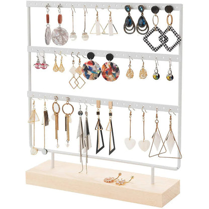 Simple Style Rectangle Solid Wood Metal Jewelry Display Jewelry Rack