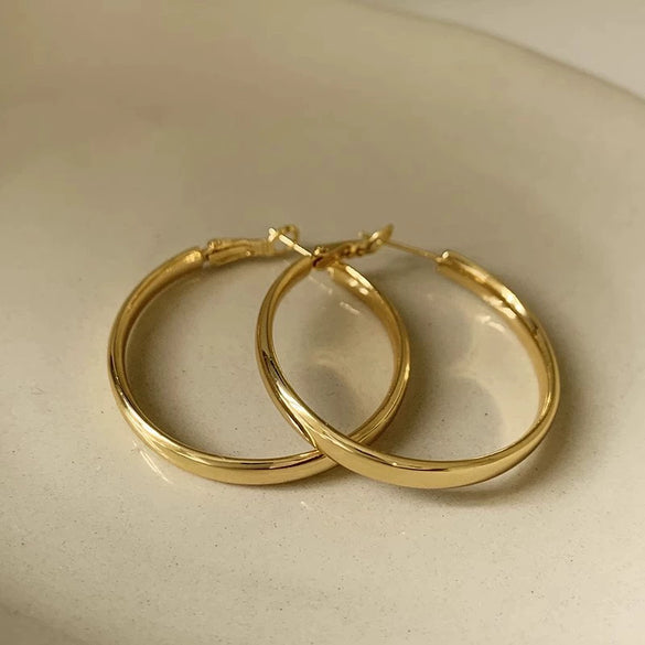 Iron Round Statement Earrings With Electroplated Finish Exaggerated Minimalist Cool Style Fashion Jewelry Wholesale
