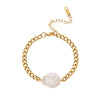 Irregular Baroque Imitation Pearl Bracelet With Geometric Design Electroplated For Women