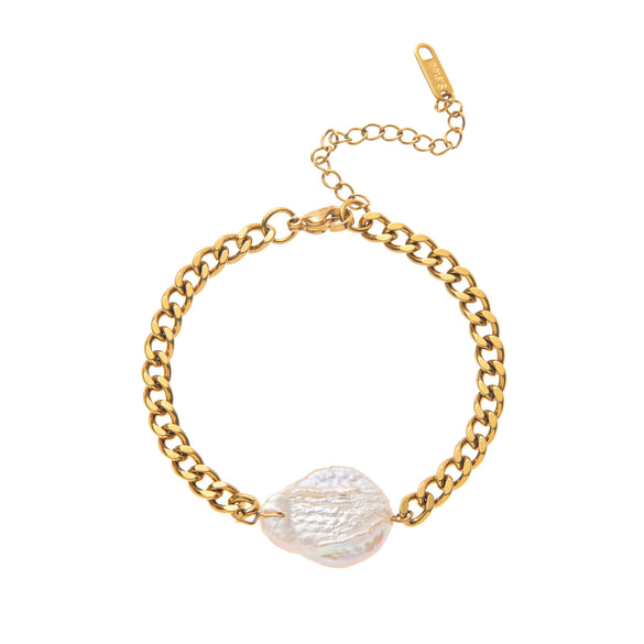 Irregular Baroque Imitation Pearl Bracelet With Geometric Design Electroplated For Women