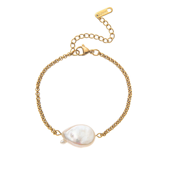 Irregular Baroque Imitation Pearl Bracelet With Geometric Design Electroplated For Women