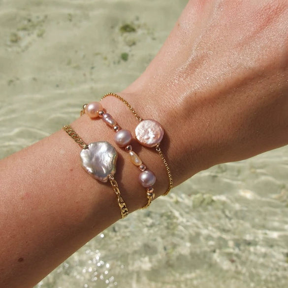 Irregular Baroque Imitation Pearl Bracelet With Geometric Design Electroplated For Women