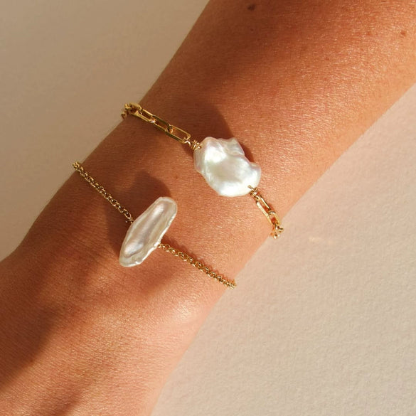 Irregular Baroque Imitation Pearl Bracelet With Geometric Design Electroplated For Women