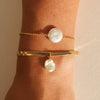 Irregular Baroque Imitation Pearl Bracelet With Geometric Design Electroplated For Women
