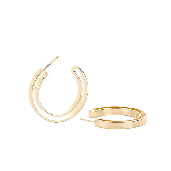 Irregular Geometric Copper Hoop Drop Earrings For Women Simple Distinctive Metal Ear Stud Earrings