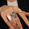 Irregular Geometric Oval Open Ring For Women Stainless Steel Jewelry With Electroplating Design