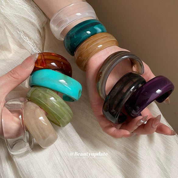 Irregular Geometric Round Opening Handmade Acrylic Bracelet Simple All Match High End Fashion