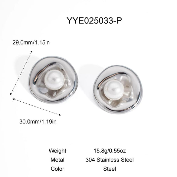 Irregular Goose Egg Pearl Stainless Steel Jewelry Set With Pvd Furnace Vacuum Real Gold Plating For Women
