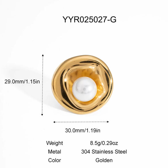 Irregular Goose Egg Pearl Stainless Steel Jewelry Set With Pvd Furnace Vacuum Real Gold Plating For Women