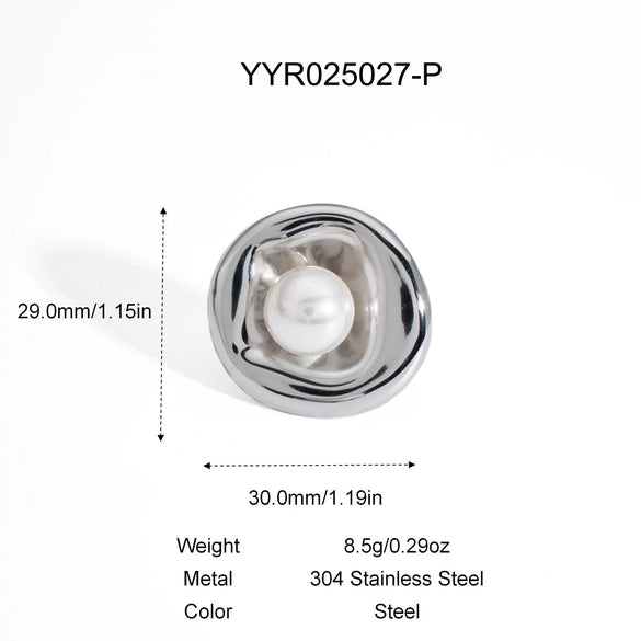 Irregular Goose Egg Pearl Stainless Steel Jewelry Set With Pvd Furnace Vacuum Real Gold Plating For Women