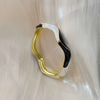 Irregular Open Cuff Bracelet With Enamel Patchwork Design And Plated Finish For Trendy Jewelry Styling
