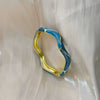 Irregular Open Cuff Bracelet With Enamel Patchwork Design And Plated Finish For Trendy Jewelry Styling