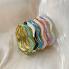 Irregular Open Cuff Bracelet With Enamel Patchwork Design And Plated Finish For Trendy Jewelry Styling