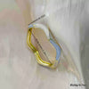 Irregular Open Cuff Bracelet With Enamel Patchwork Design And Plated Finish For Trendy Jewelry Styling