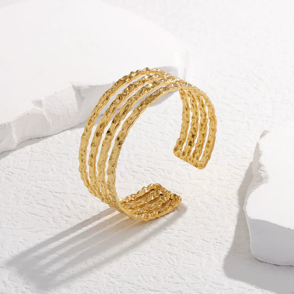 Irregular Pattern Open Titanium Steel Bracelet With Electroplating Treatment High End Sense Non Fading All Match Stainless Steel Bracelet