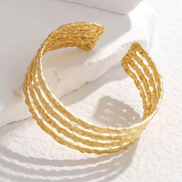 Irregular Pattern Open Titanium Steel Bracelet With Electroplating Treatment High End Sense Non Fading All Match Stainless Steel Bracelet