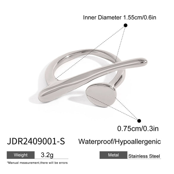 Irregular Stainless Steel Ring And Titanium Steel Bracelet With Geometric Design And Electroplating For Women