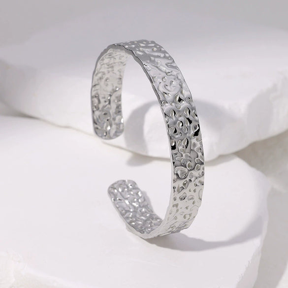 Irregular Stripes Titanium Steel And Stainless Steel Opening Adjustable Bracelet With Electroplating Treatment