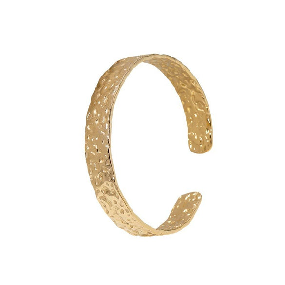 Irregular Stripes Titanium Steel And Stainless Steel Opening Adjustable Bracelet With Electroplating Treatment