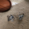 Irregular Three Dimensional Copper Flower Stud Earrings For Women Electroplated Floral Fashion Ear Jewelry