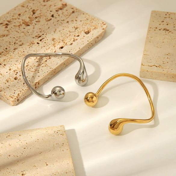 Irregular Water Drop Titanium Steel And Stainless Steel Bracelet With Vacuum Real Gold Pvd Electroplating