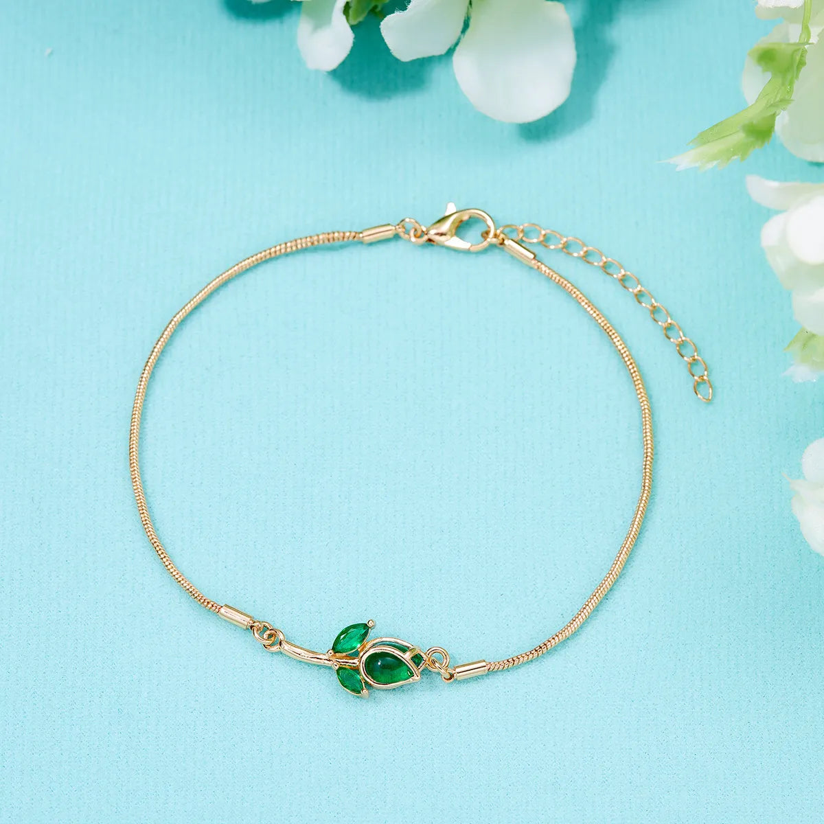 Simple Style Flower Stainless Steel Plating Inlay Rhinestones Bracelets