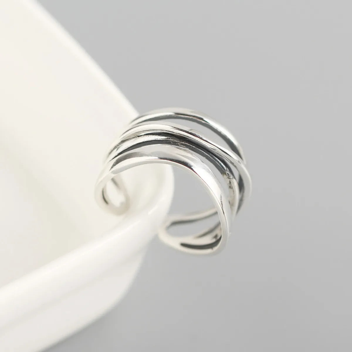 Japanese And Korean S925 Sterling Silver Handmade Jewelry Ins Wind Light Luxury Personality Irregular Line Ring