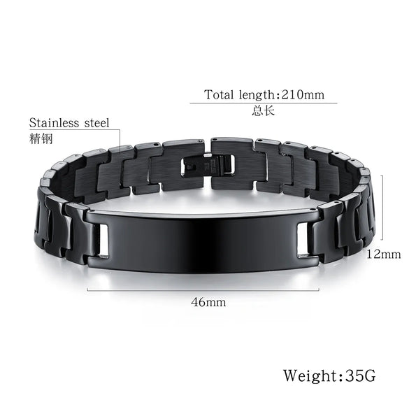 Personalized Men'S Stainless Steel Bracelet Black Glossy Popular Ornament